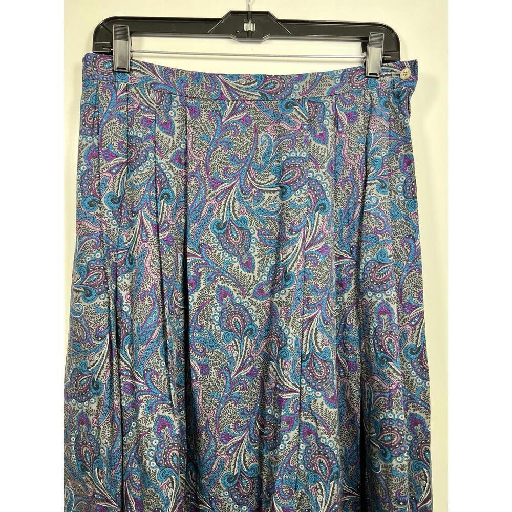 Vtg Pendleton Country Sophisticates Blue Purple Paisley  Rayon Skirt Size 14 - Picture 2 of 7